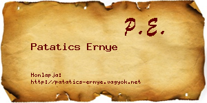 Patatics Ernye névjegykártya